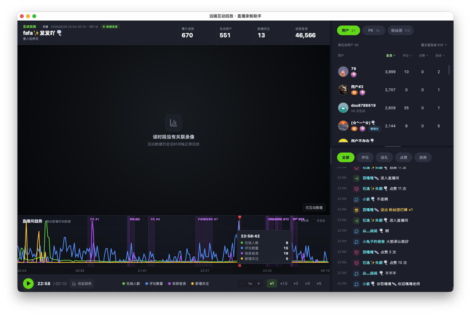 互动回放与数据分析界面